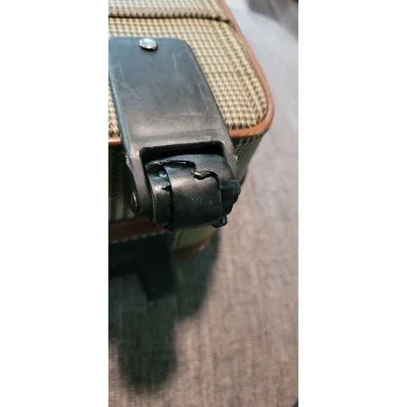 Vintage Polo Ralph Lauren Leather Trim Brown Plaid Carry-On 22 Luggage